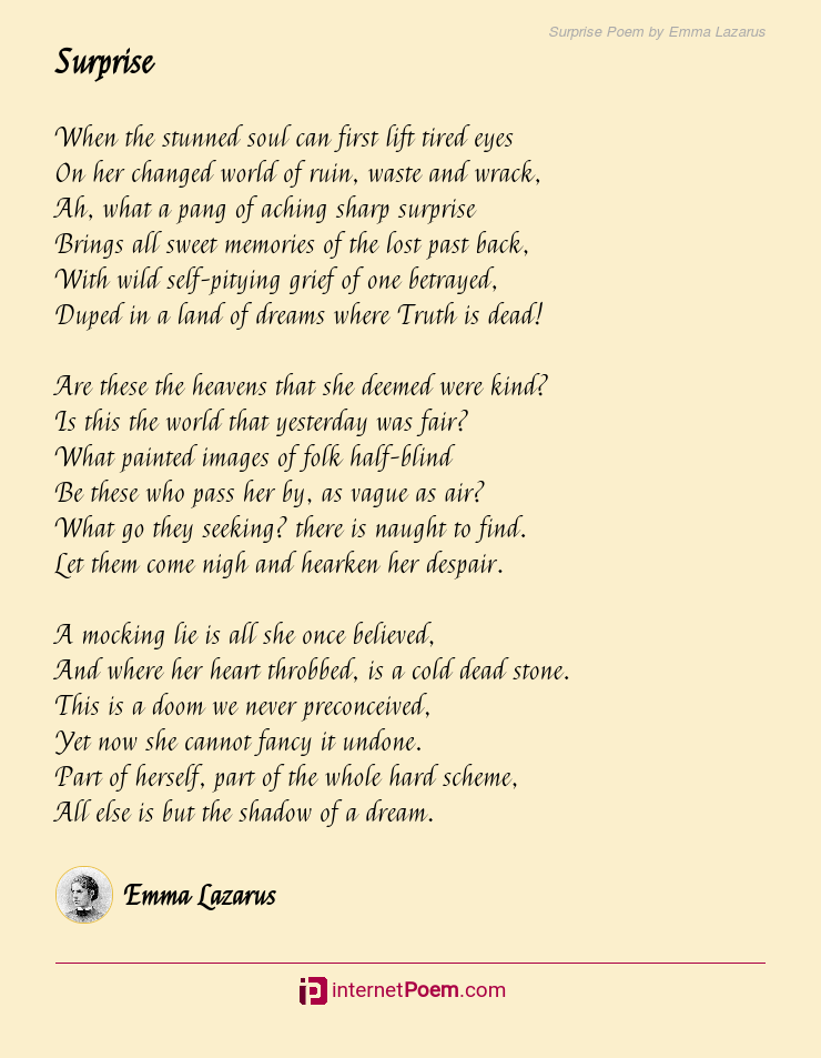Surprise Poem by Emma Lazarus