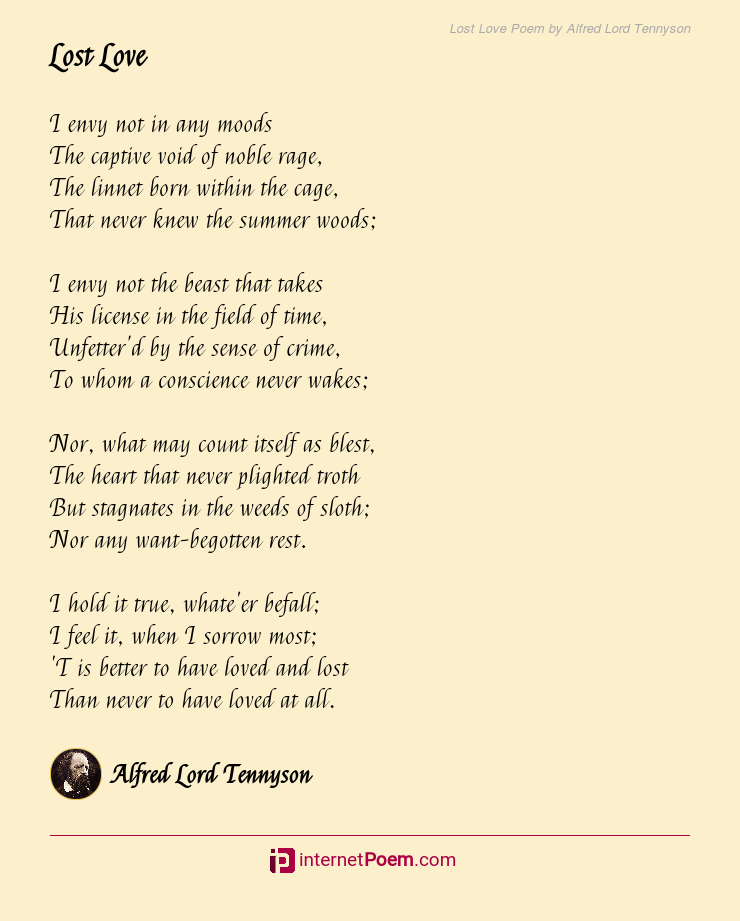 Lost Love Poem by Alfred Lord Tennyson