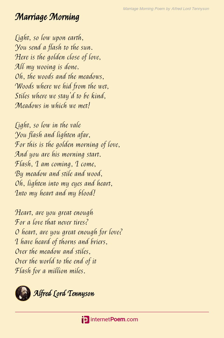 Marriage Morning Poem by Alfred Lord Tennyson