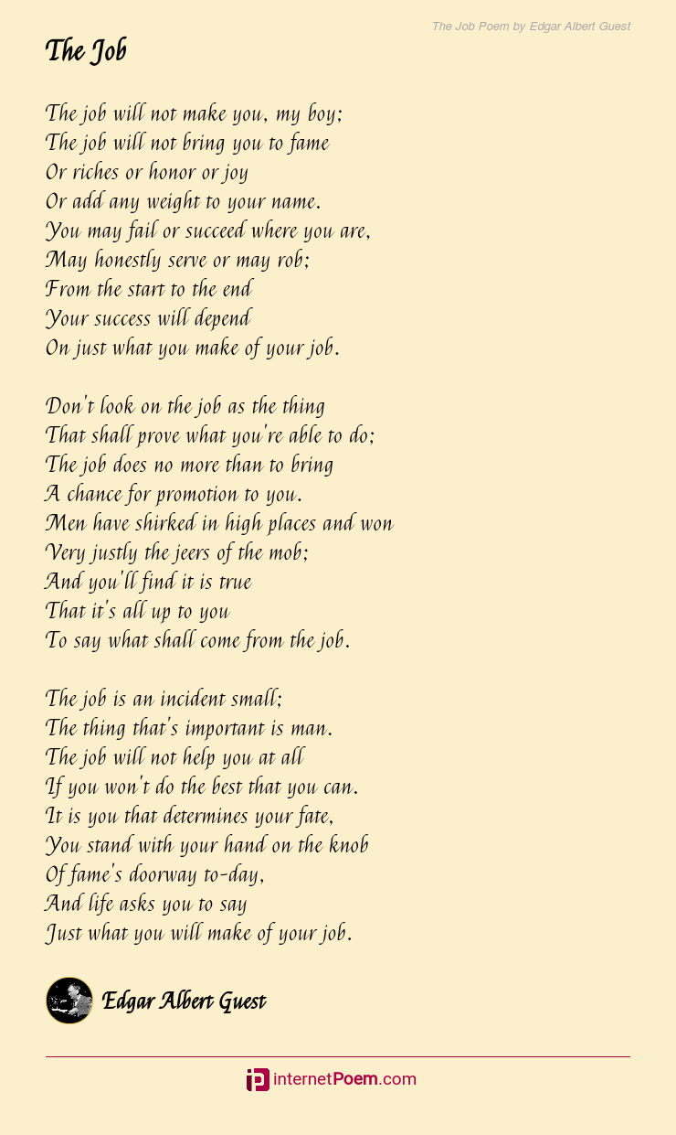 The Job Poem by Edgar Albert Guest