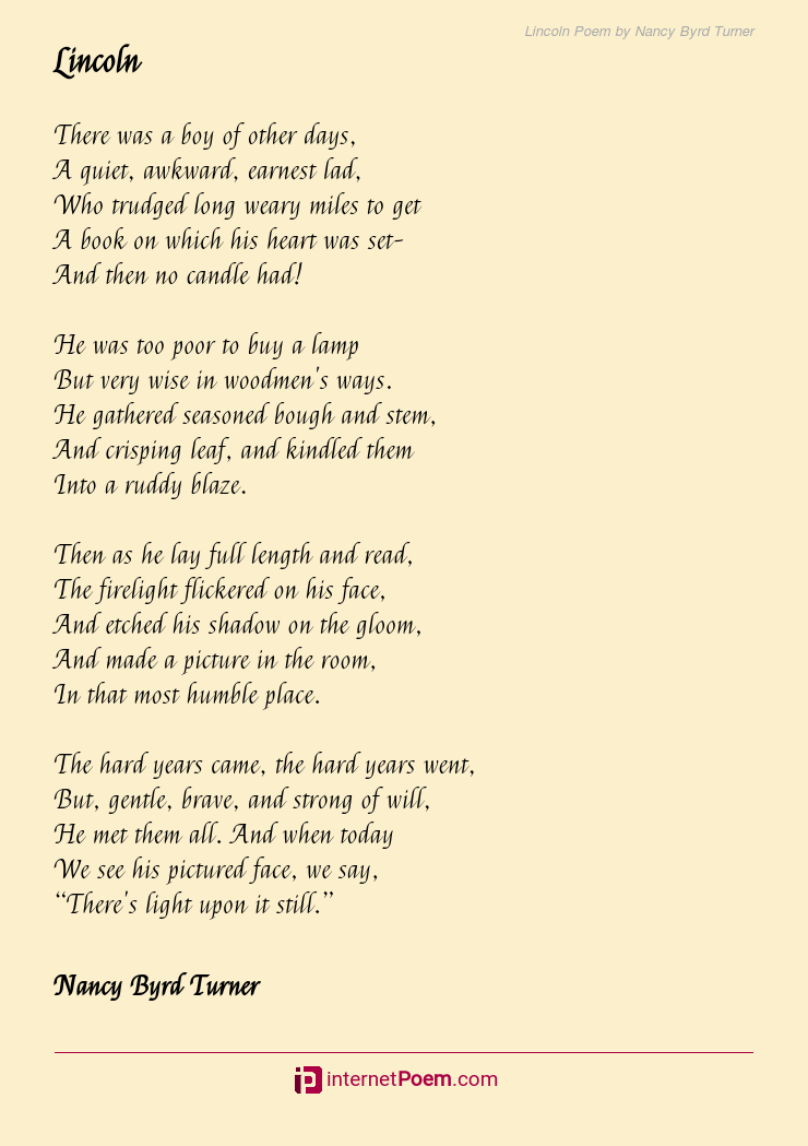 Lincoln Poem by Nancy Byrd Turner