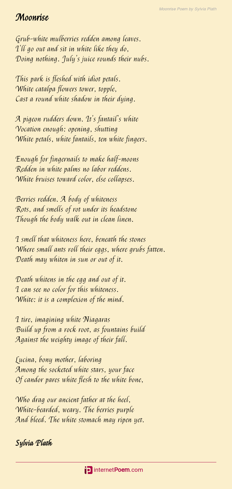 Moonrise Poem by Sylvia Plath