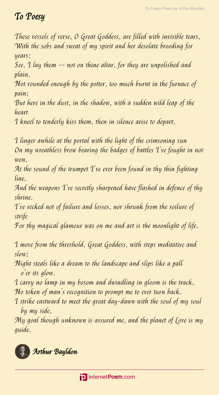 To Poesy Poem by Arthur Bayldon