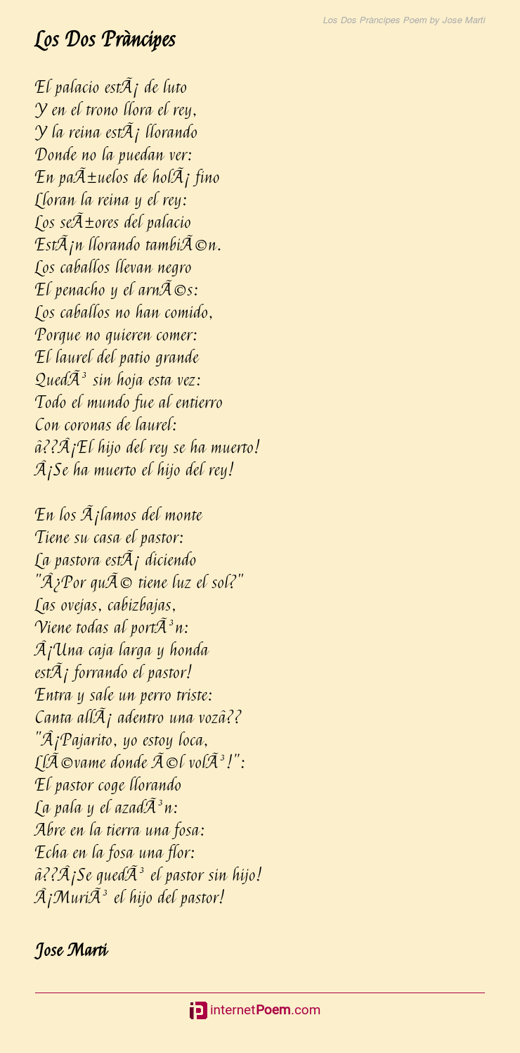 Los Dos Prà ncipes Poem by Jose Marti