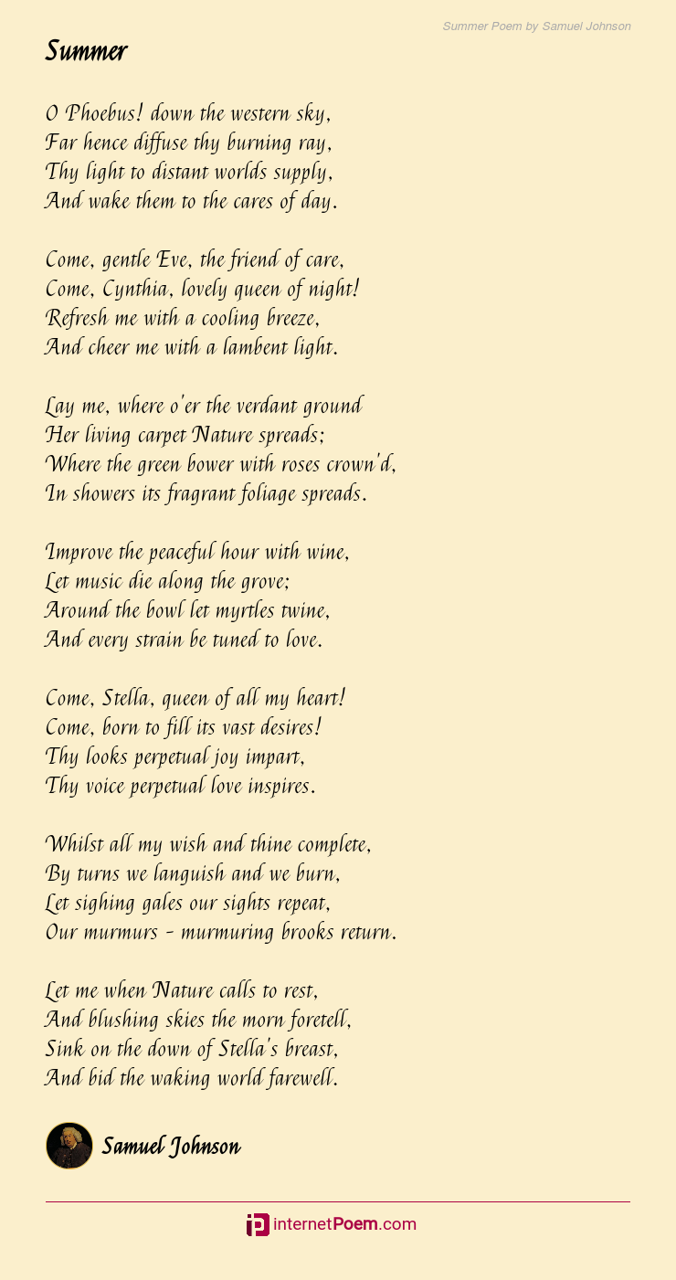 Summer Poem by Samuel Johnson
