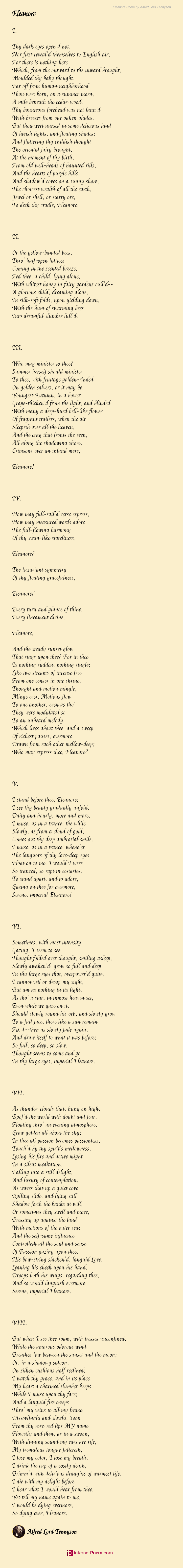 Eleanore Poem by Alfred Lord Tennyson