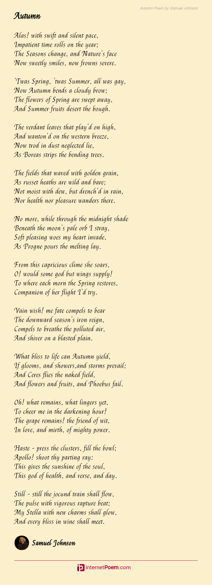 Autumn Poem by Samuel Johnson