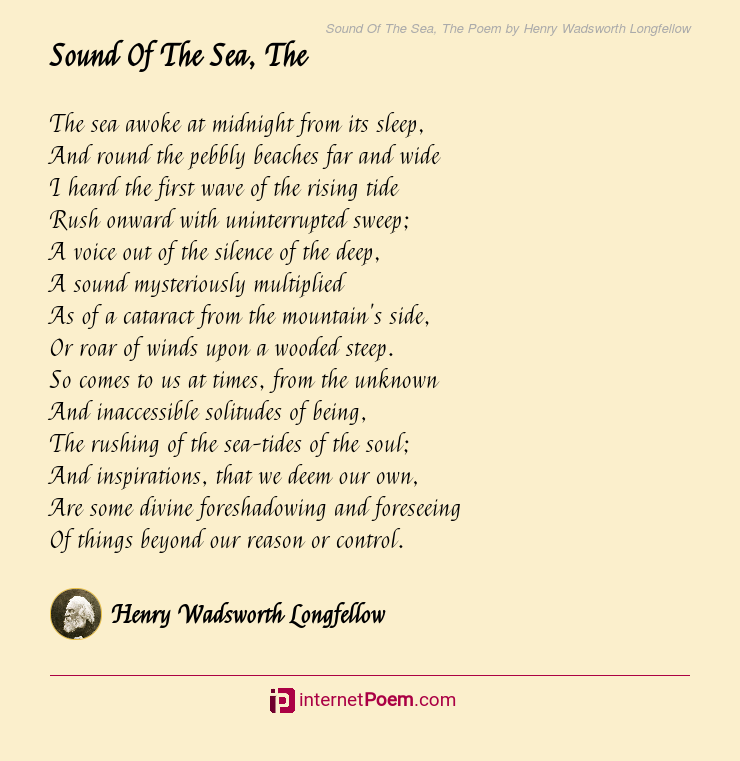 Sound Of The Sea The Poem By Henry Wadsworth Longfellow