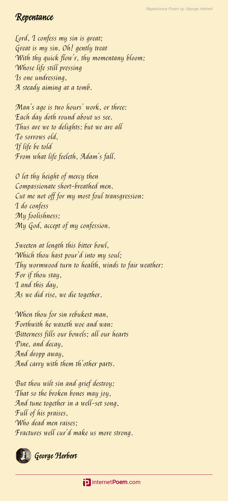 Repentance Poem by George Herbert