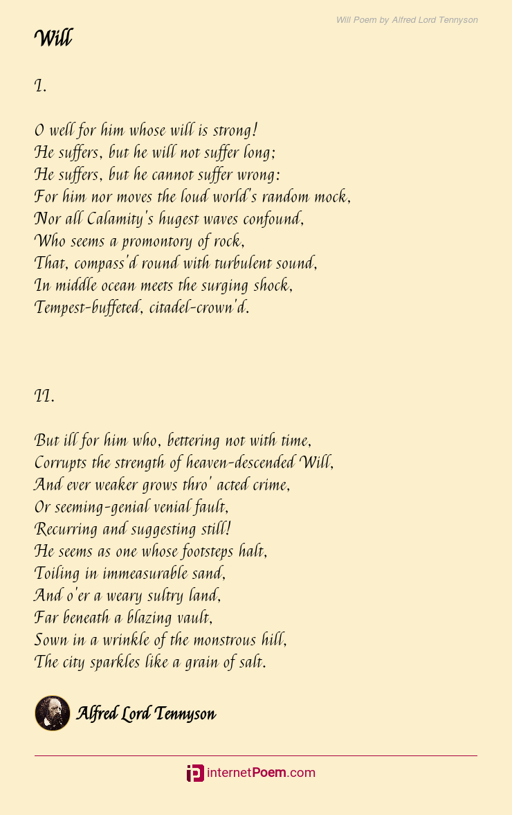 Will Poem by Alfred Lord Tennyson