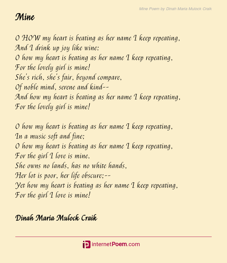 Mine Poem by Dinah Maria Mulock Craik