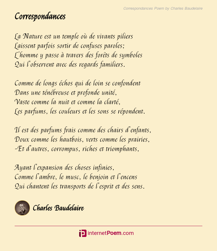 Correspondances Poem Charles Baudelaire