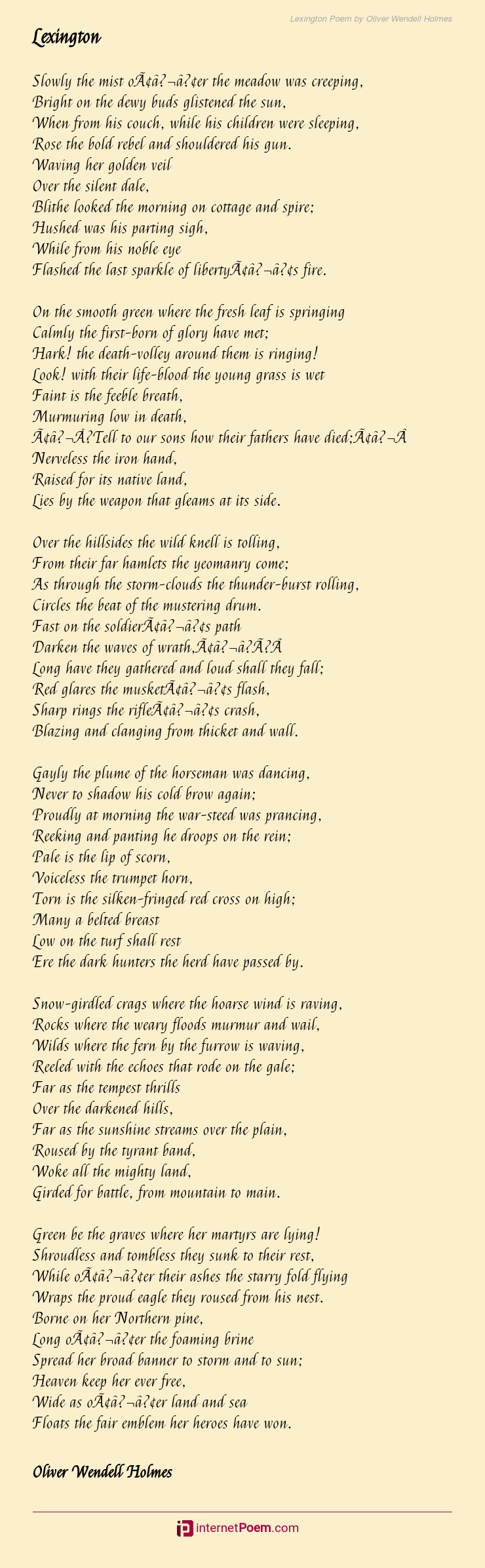 Lexington Poem by Oliver Wendell Holmes