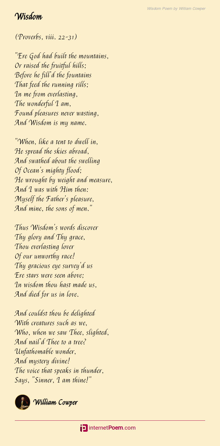 Wisdom Poem By William Cowper