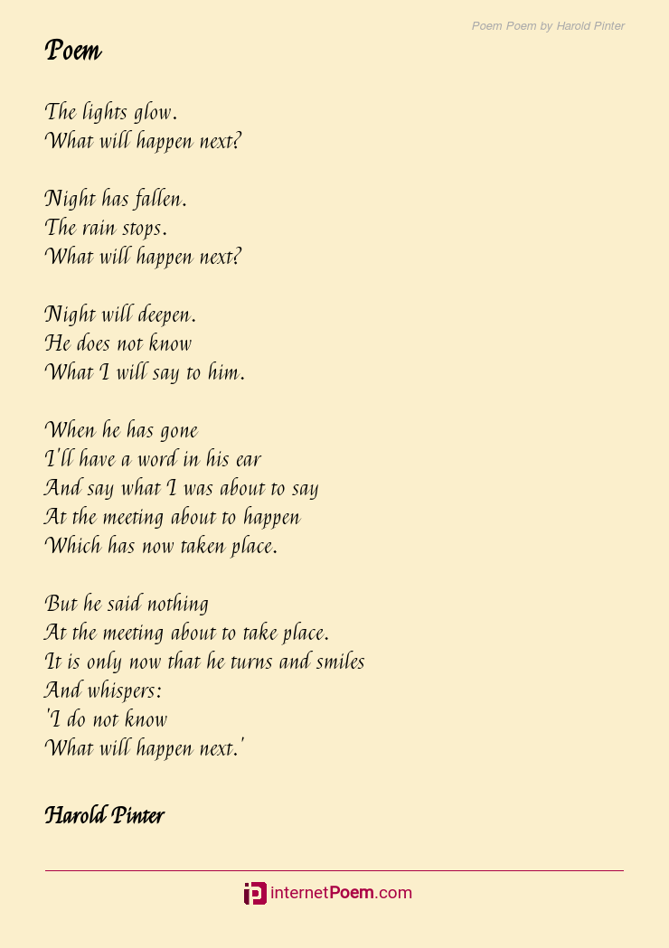 Poem Poem By Harold Pinter