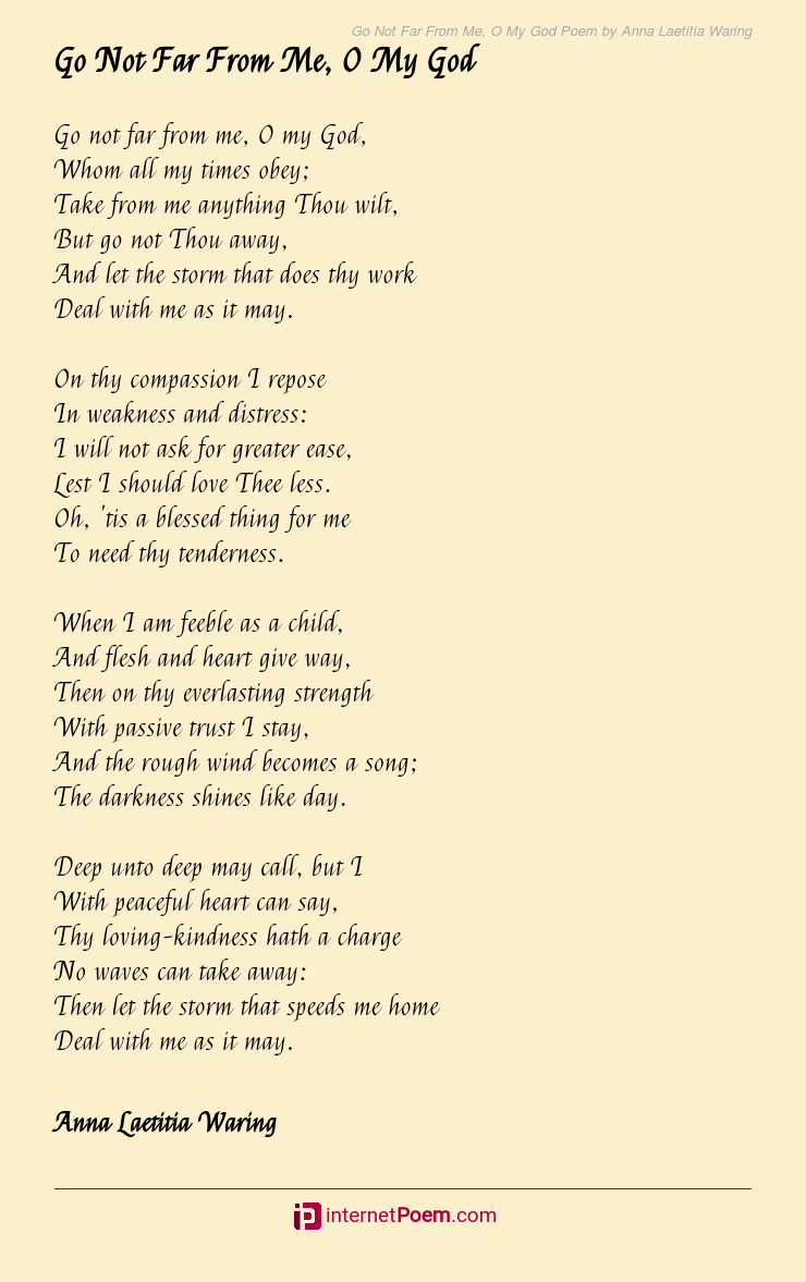 Go Not Far From Me O My God Poem By Anna Laetitia Waring