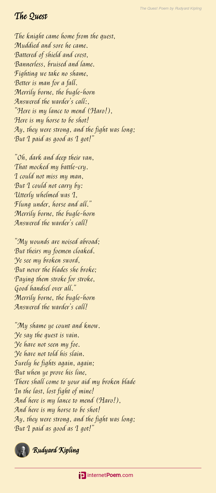 The Quest Poem by Rudyard Kipling