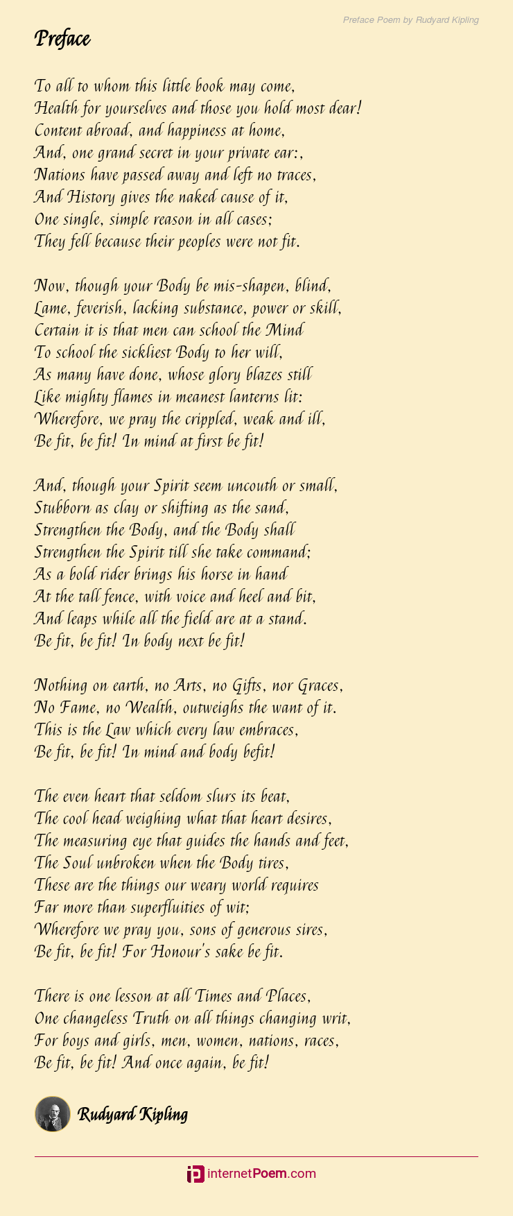 Preface Poem by Rudyard Kipling