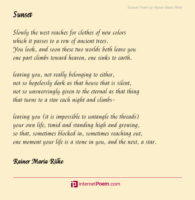 Sunset Poem By Rainer Maria Rilke
