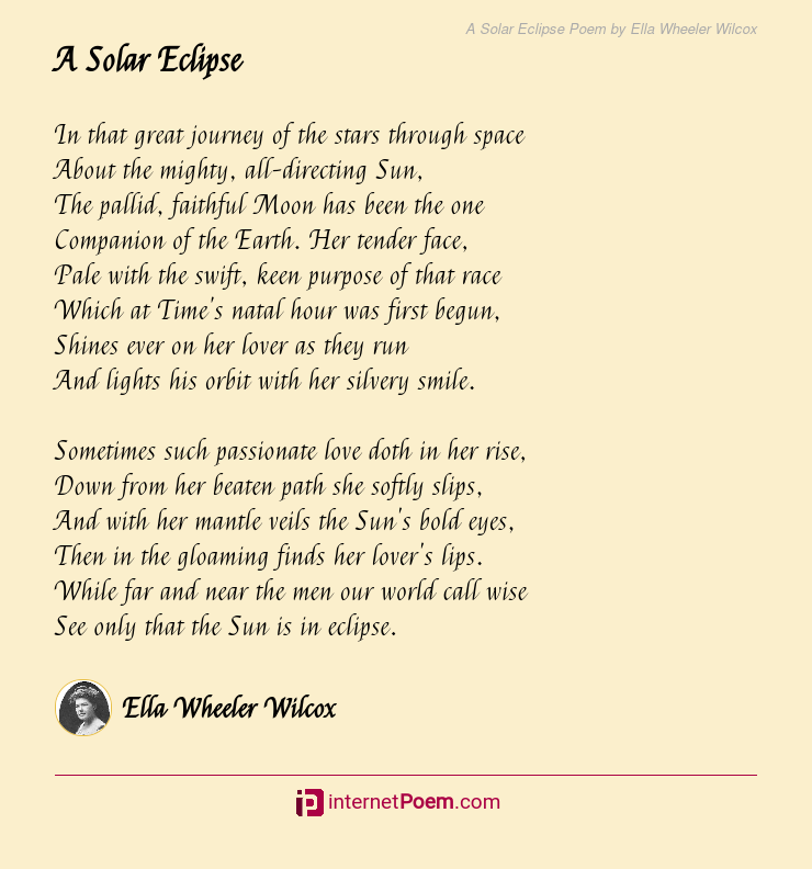A Solar Eclipse Poem by Ella Wheeler Wilcox