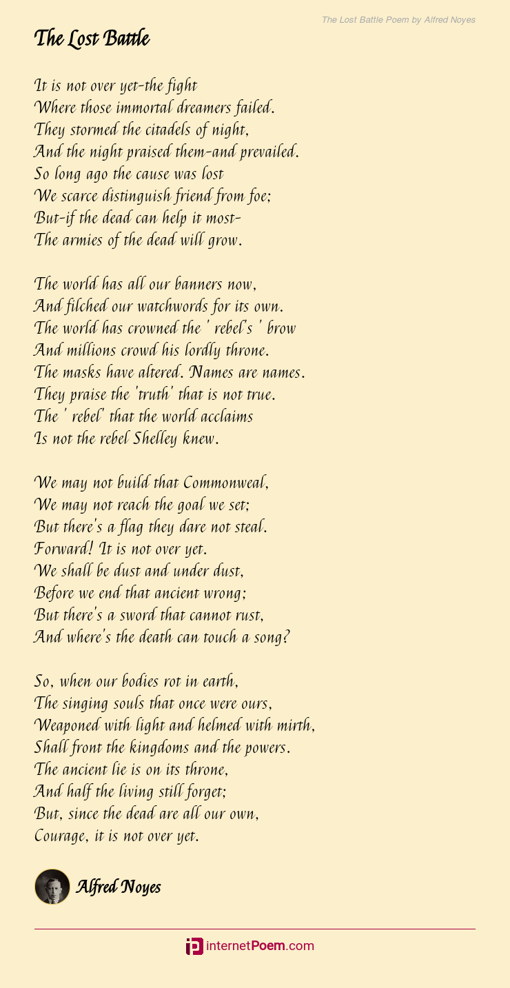The Lost Battle Poem by Alfred Noyes