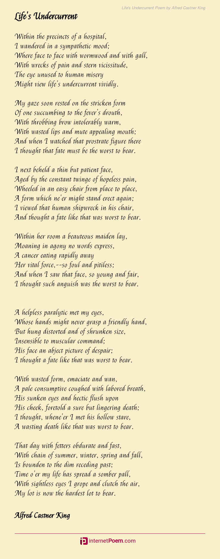 Life's Undercurrent Poem by Alfred Castner King