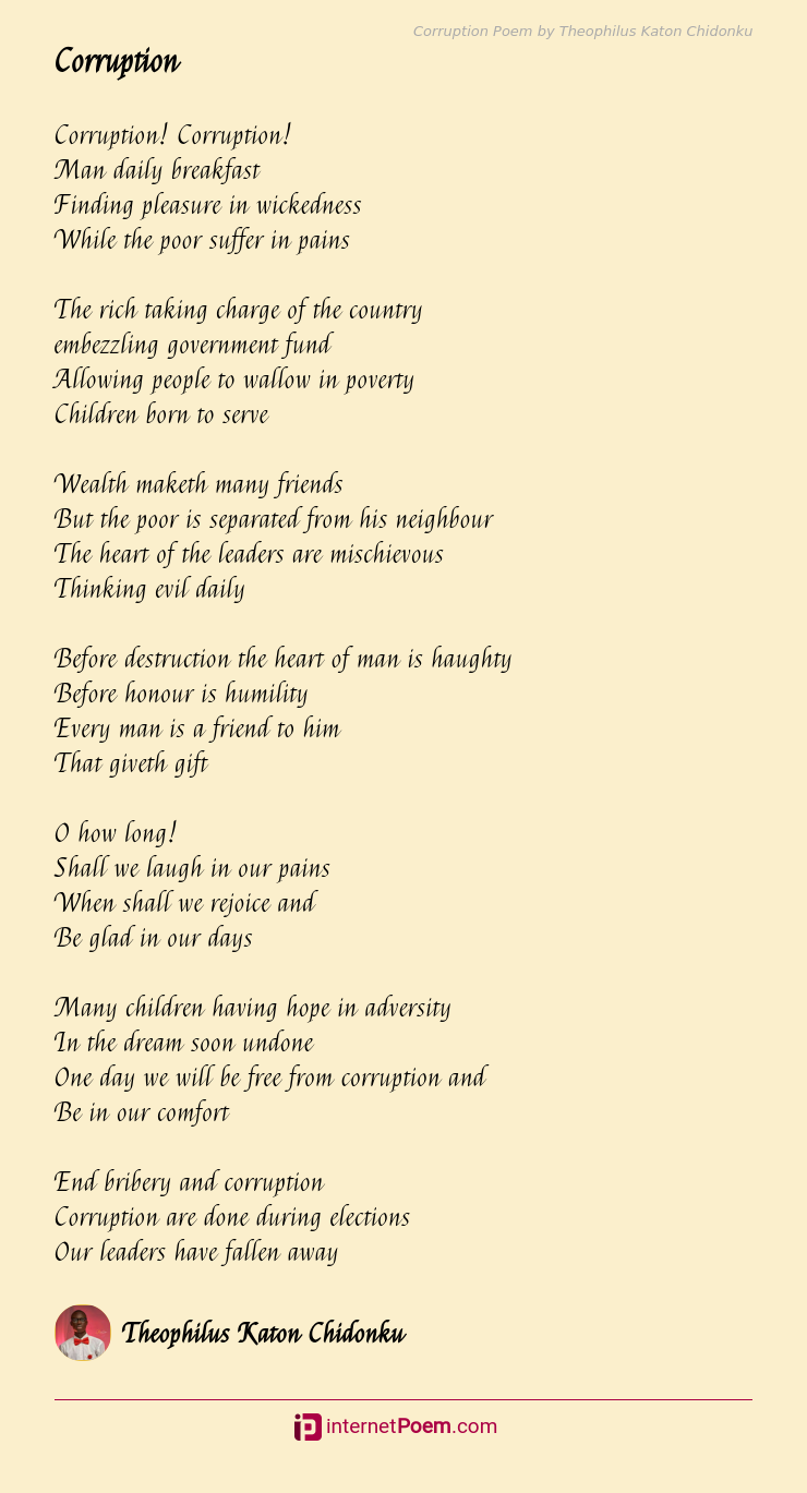 Corruption Poem by Theophilus Katon Chidonku