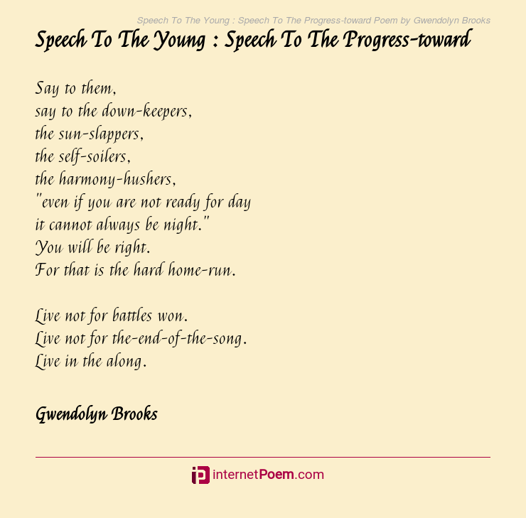 speech to the young speech to the progress toward