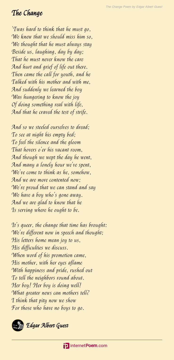 The Change Poem by Edgar Albert Guest