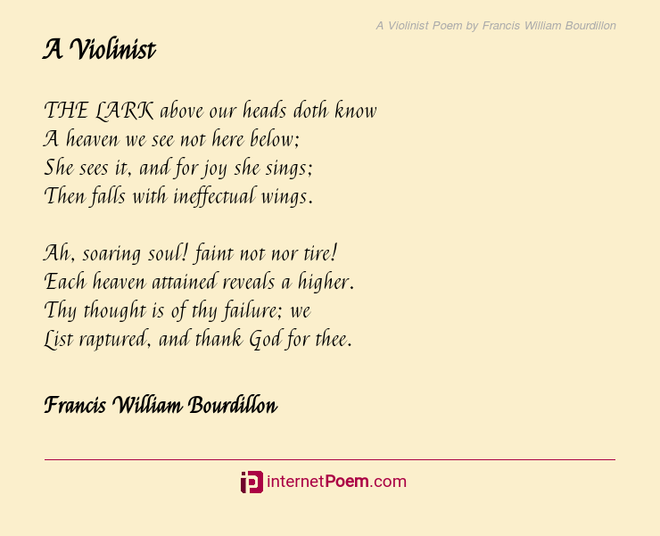 A Violinist Poem by Francis William Bourdillon