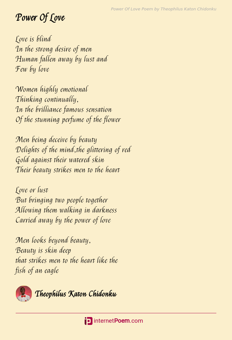 Power Of Love Poem by Theophilus Katon Chidonku