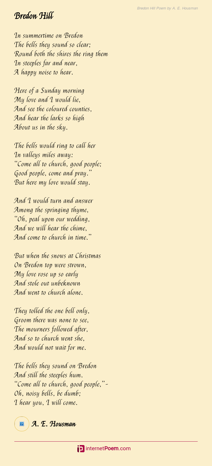 Bredon Hill Poem By A E Housman