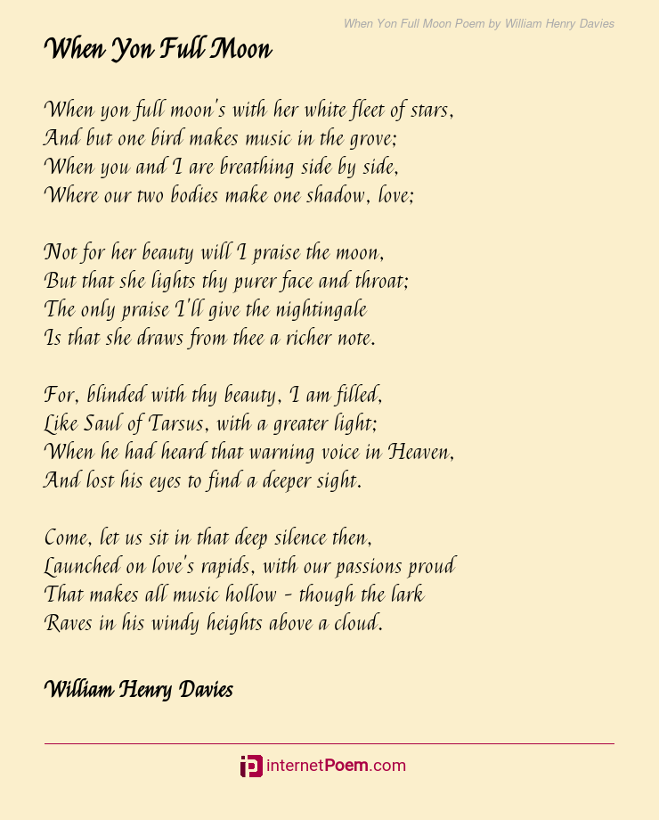 William Henry Davies Poems > My poetic side