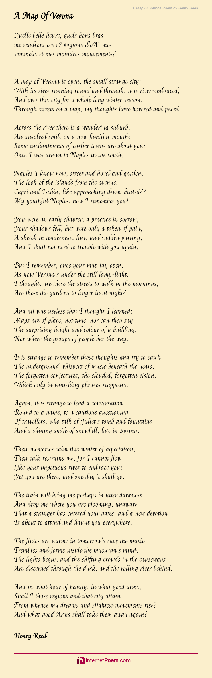 A Map Of Verona Poem by Henry Reed