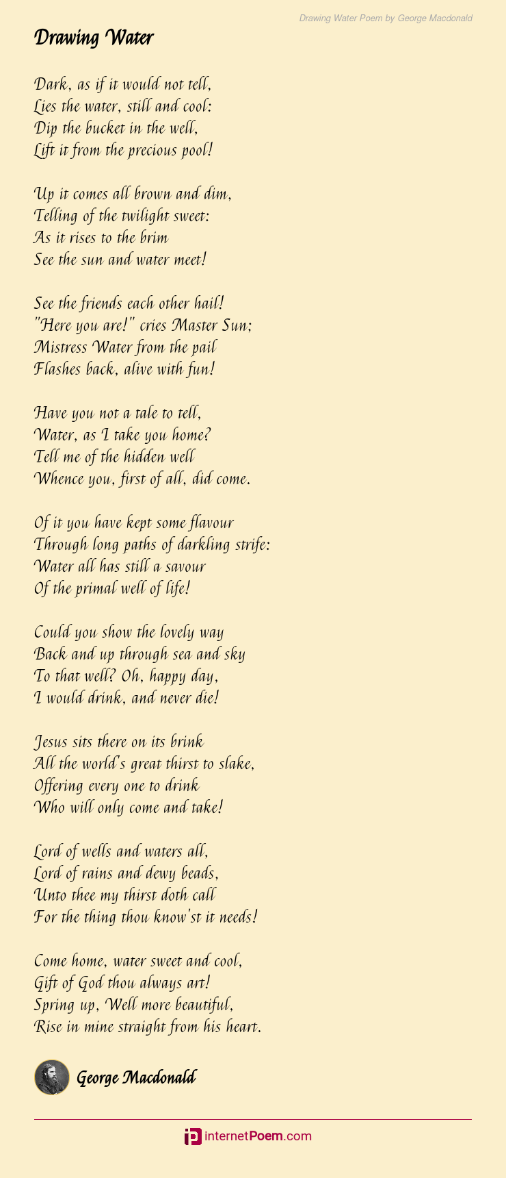 Drawing Water Poem by George Macdonald