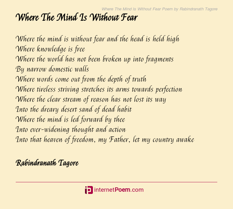essay on where the mind is without fear