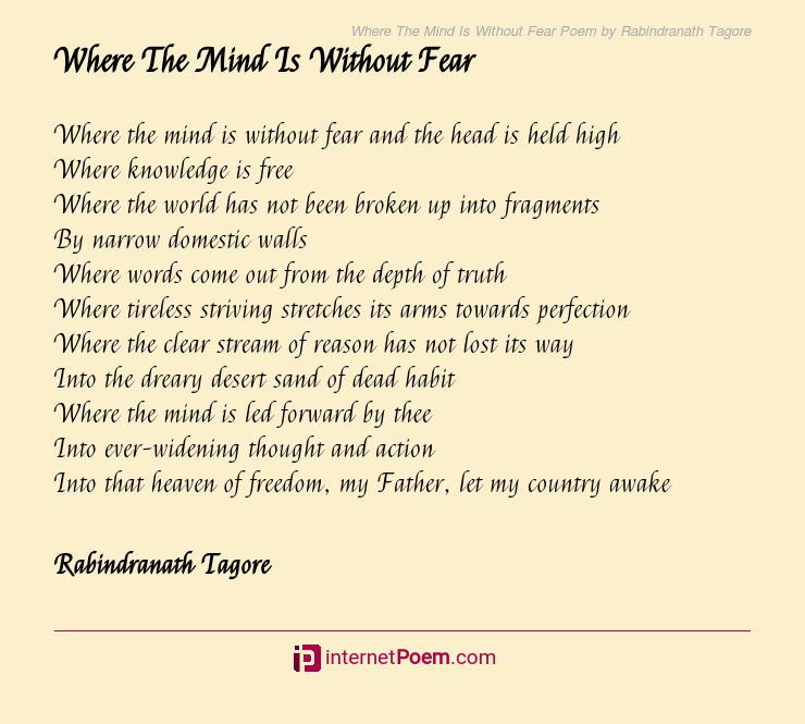 Where the Mind is without Fear, Summary & Analysis