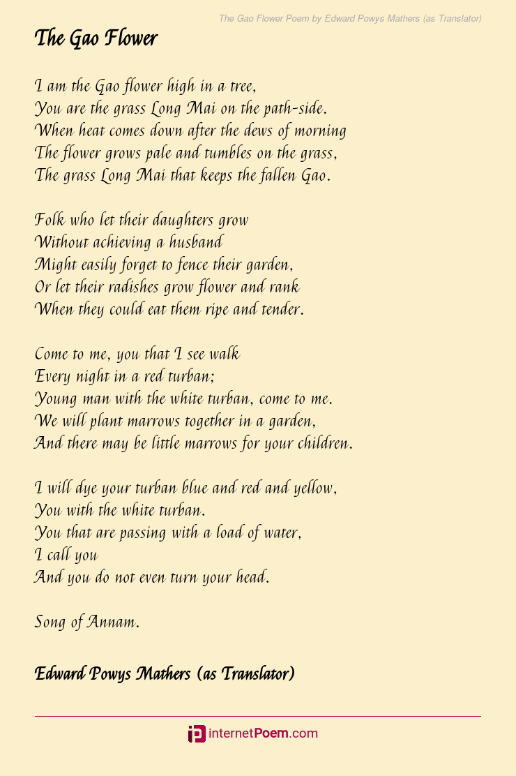 The Gao Flower Poem by Edward Powys Mathers (as Translator)