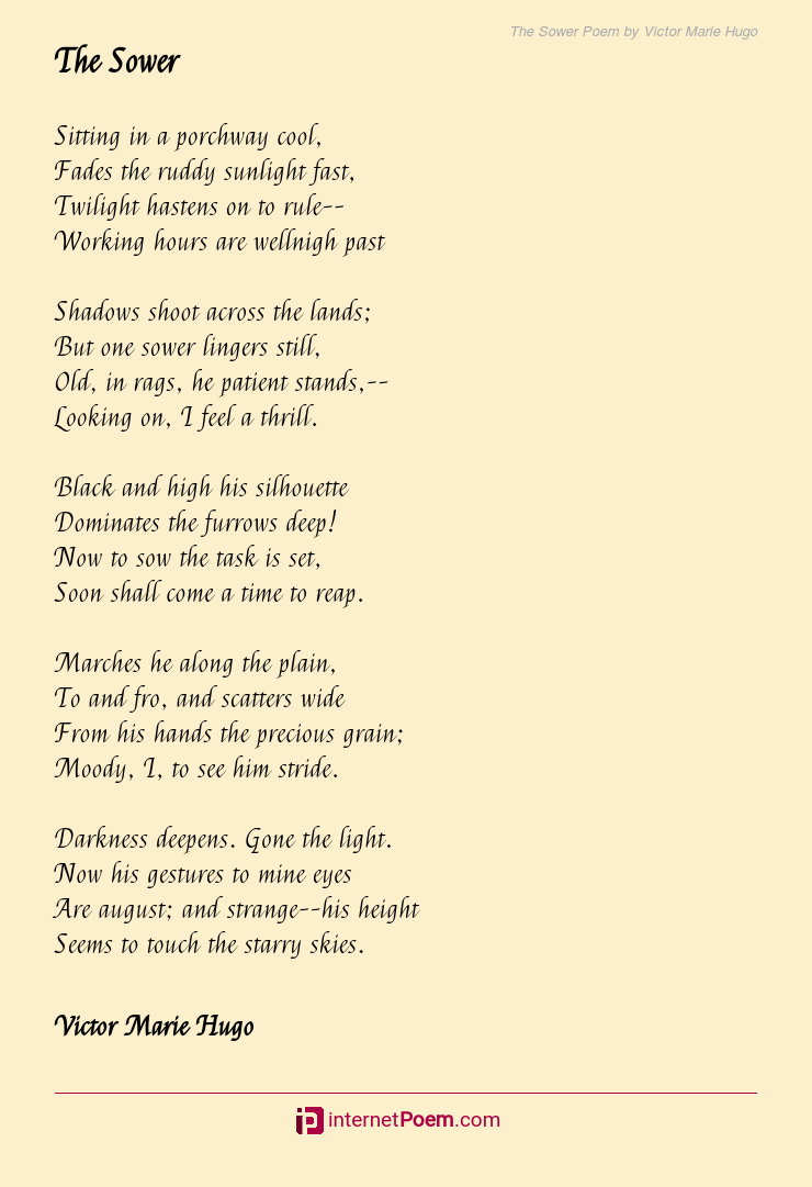 The Sower Poem by Victor Marie Hugo