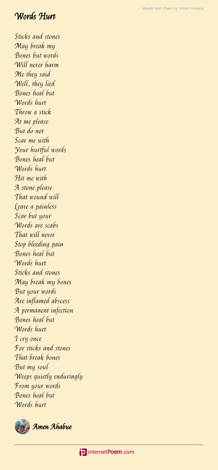 words can hurt poem