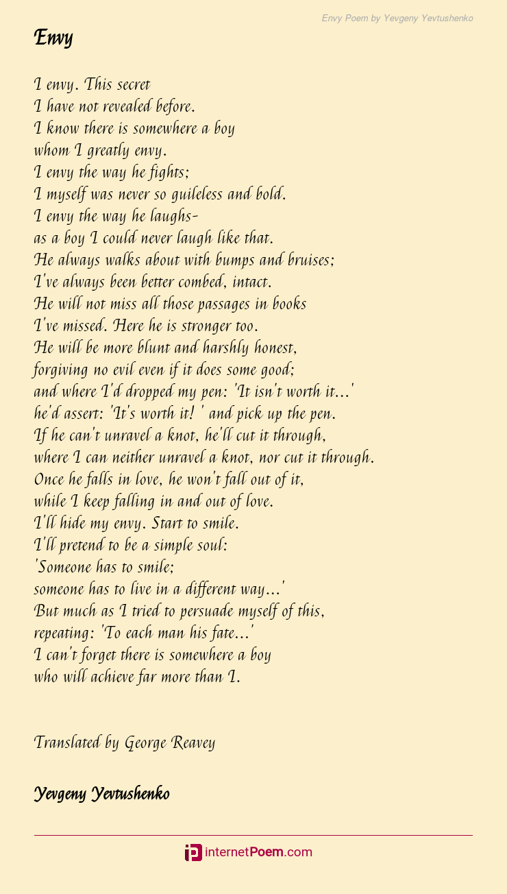 Envy Poem by Yevgeny Yevtushenko