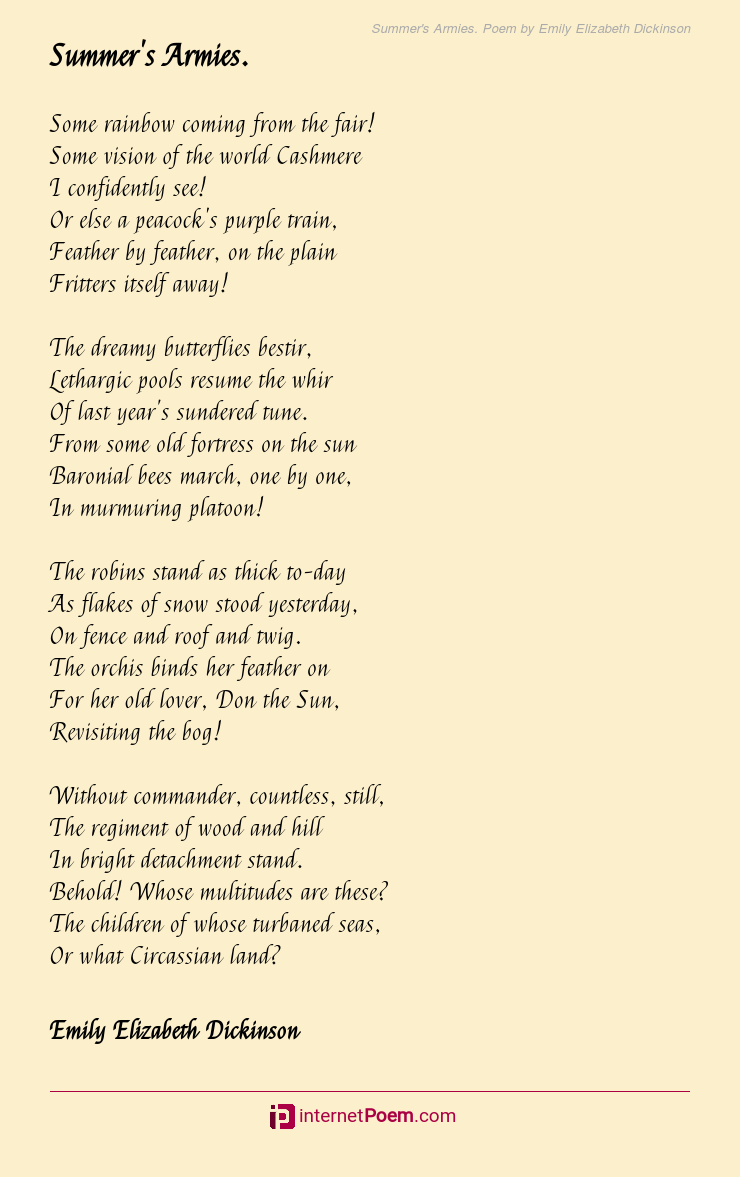 Summers Armies Poem By Emily Elizabeth Dickinson