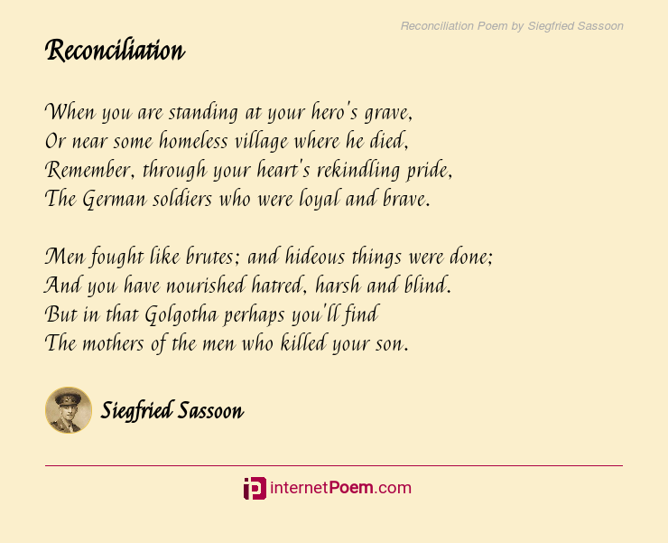 Reconciliation Poem by Siegfried Sassoon