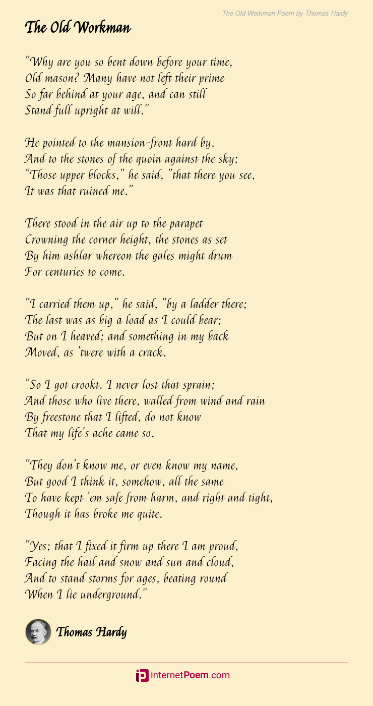 The Old Workman Poem by Thomas Hardy