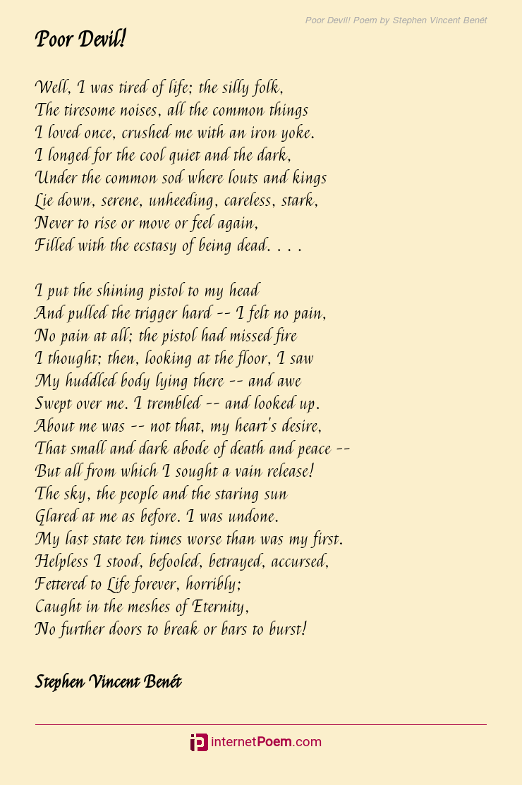 Poor Devil! Poem by Stephen Vincent