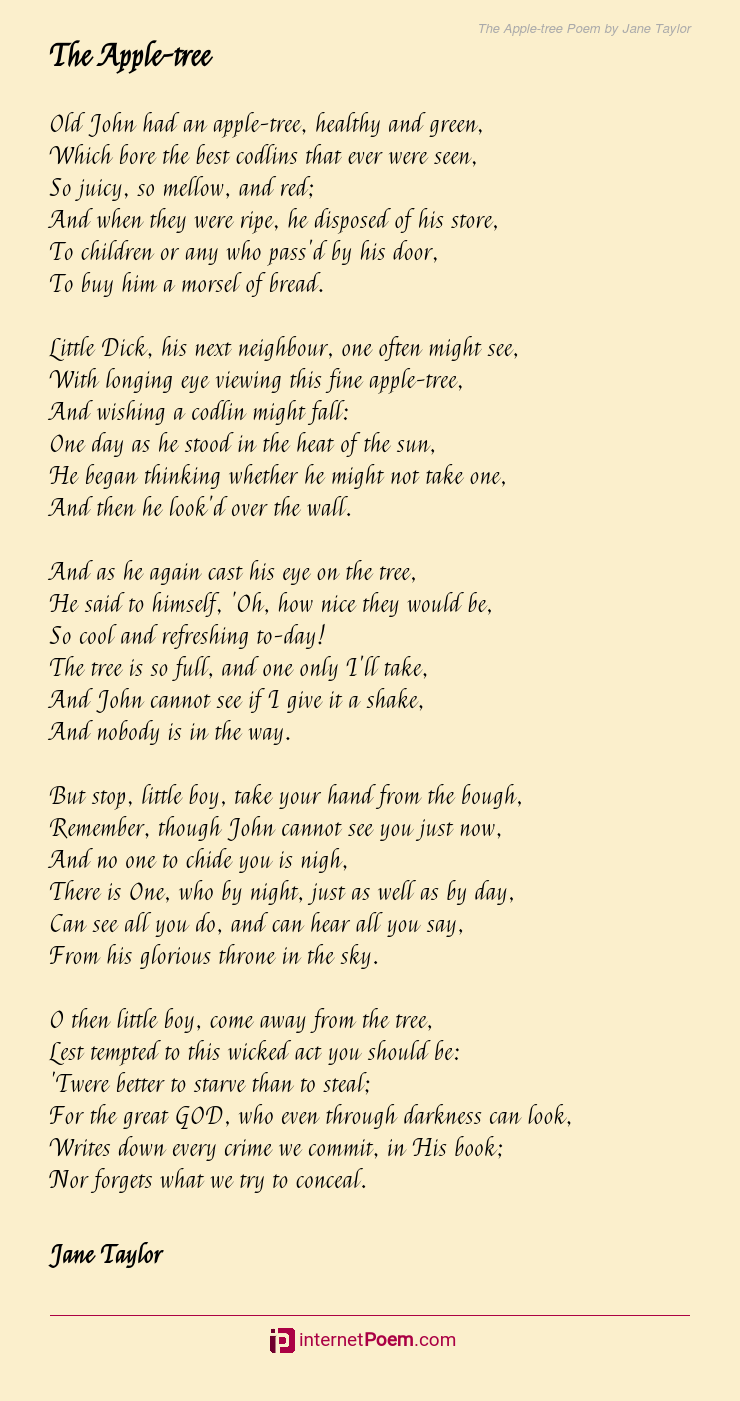 The Apple Tree Poem By Jane Taylor 9962