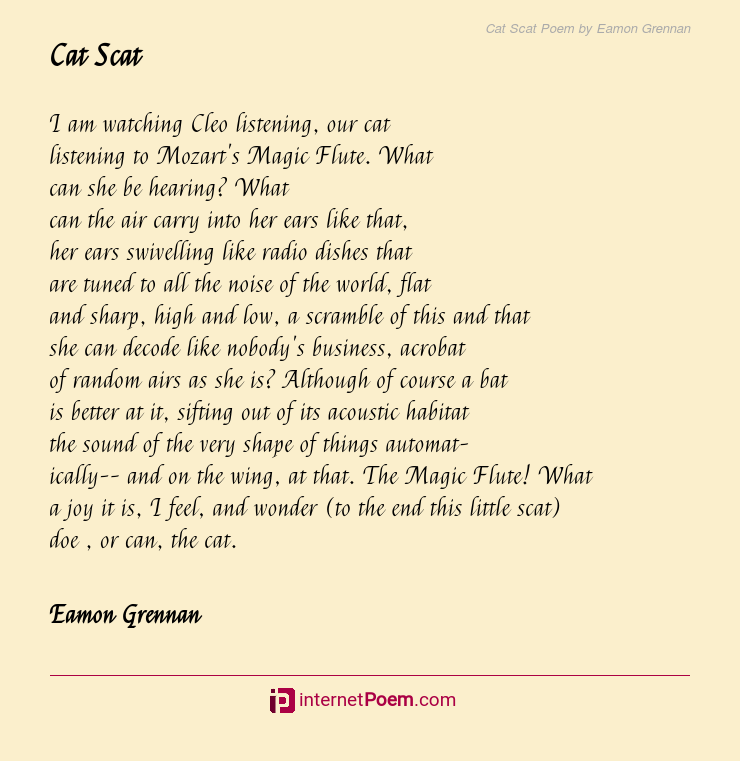 Cat Scat Poem by Eamon Grennan