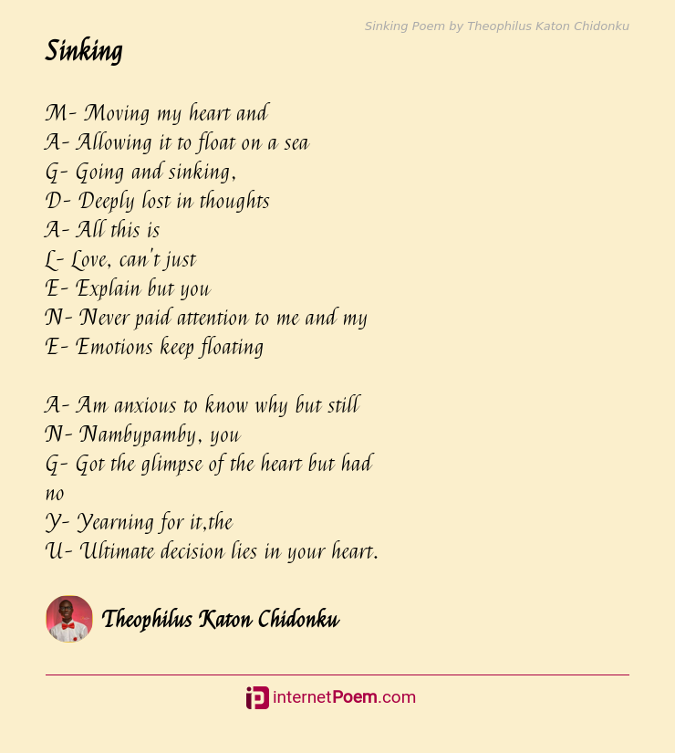 Sinking Poem by Theophilus Katon Chidonku