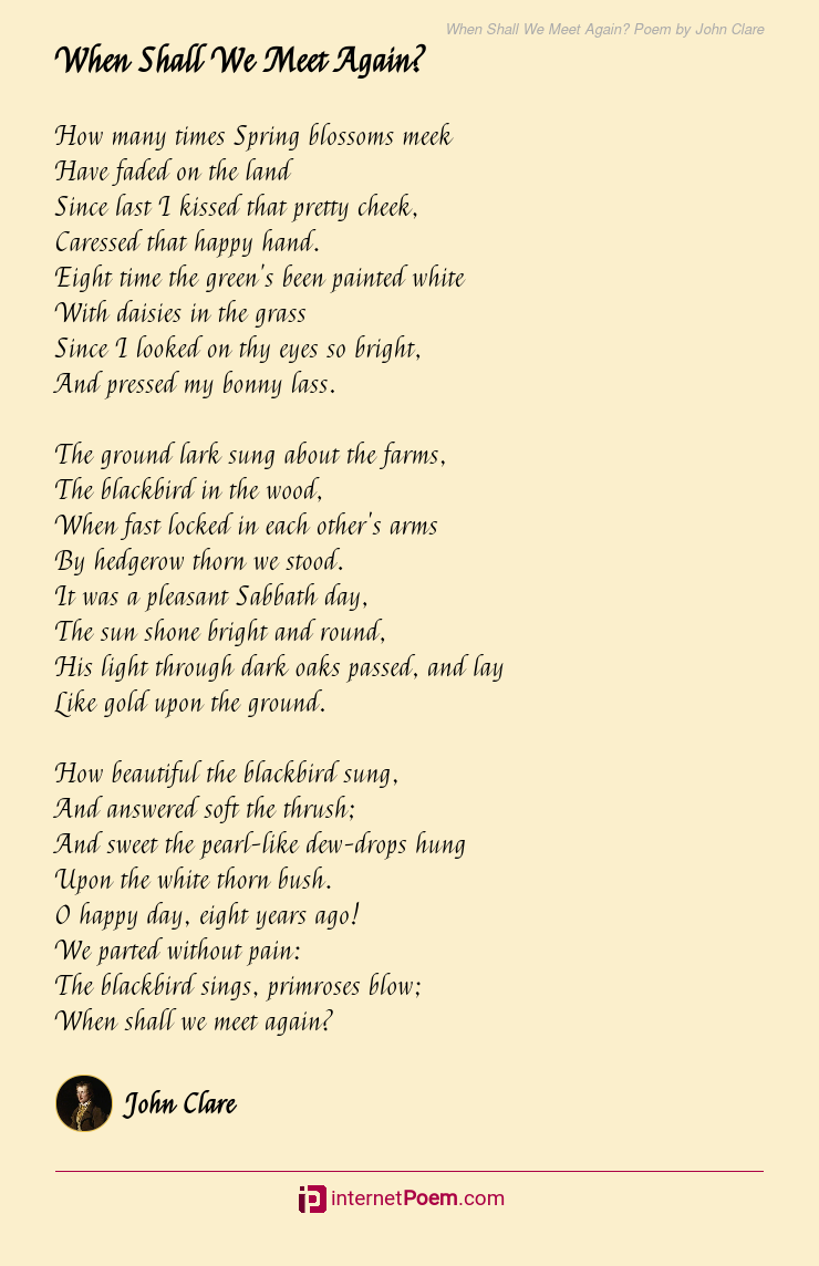When Shall We Meet Again? Poem by John Clare