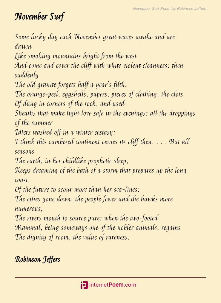 November Surf Poem by Robinson Jeffers